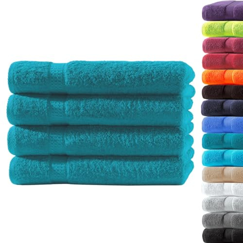 Loomiva 4er Set Premium Qualität Frottier Handtücher 50x100 cm | Petrol | 500g/m² | ideal für Reisen & Gym und Sport | 100% Baumwolle | Extra Weich | Öko-TEX Standard 100