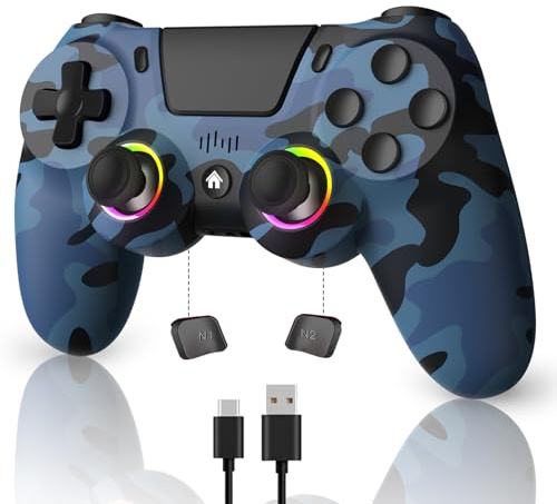 ancihdgm Wireless Controller für PS4,Controller Kompatibel mit PlayStation 4/Pro/Slim/PC/PS3/Android/IOS,Ersetzen Sie den PS4 Controller unterstützt Dual Vibration/6 Achsen Gyroskop/RGB Licht/1000 mAh