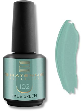 SHAYENNE UV LED Gel Nagellack 15ml - 102 Jade Green Grün Schimmer - Made in Germany - UV Lack für Gel Nägel & Langanhaltendes Nageldesign - Studio Qualität