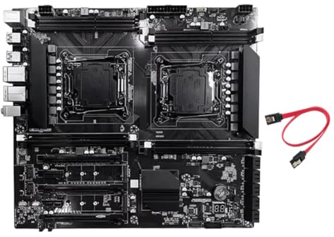 UDSKNV[KSL Dual-Socket X99 Motherboard+ SATA Cable LGA2011-3 Supports 8X DDR3 RAM Dual Ethernet Ports for E5 2678 V3 2676 V3 CPU