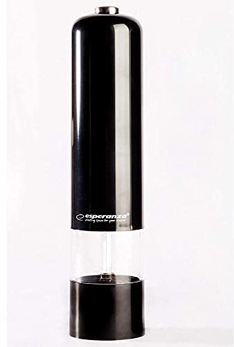Esperanza Moulin à sel et poivre électrique en noir avec lumière et finesse réglable, broyeur en céramique, 5 cm x 23 cm