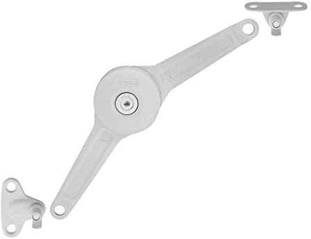 Gedotec Charnière à Rabat Pliante | Support d'Ouverture et Fermeture pour Porte de Meuble, Armoire, Haut de Placard, Coffre à Jouet | Fixation d'Angle en Acier Laqué pour la Cuisine – Blanc