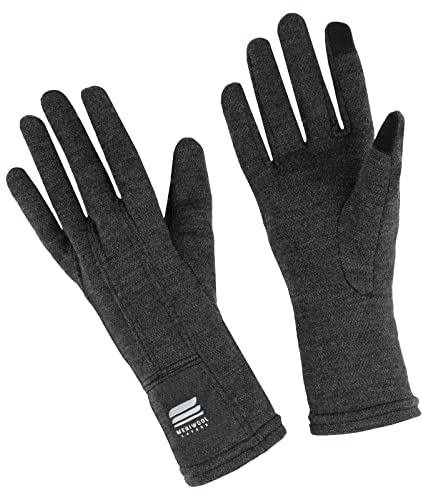 MERIWOOL Unisex-Handschuhe aus Merinowolle, für Touchscreens, Anthrazit, Größe wählbar, dunkelgrau, Large