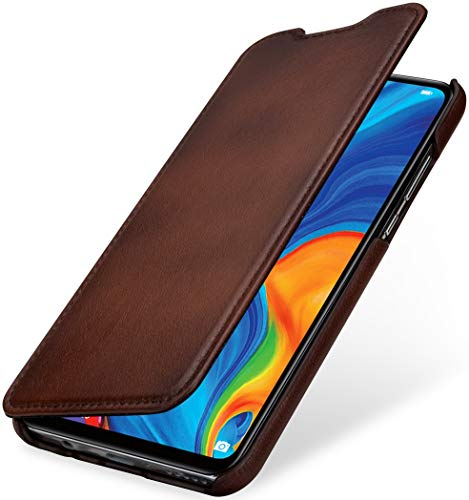 STILGUT Book Case kompatibel mit Huawei P30 lite Hülle aus Leder zum Klappen, Klapphülle, Handyhülle, Lederhülle, dünn - Braun Antik