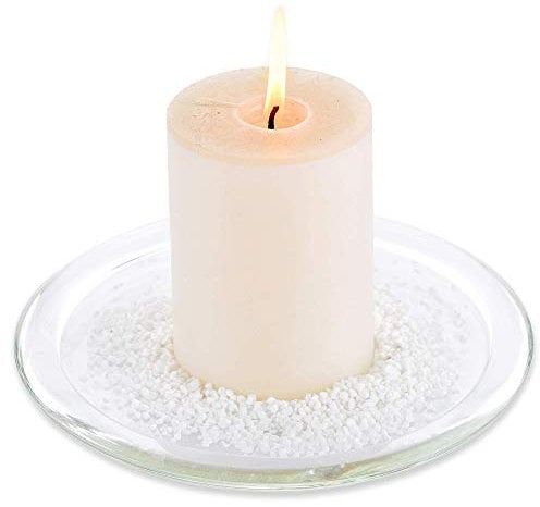NUPTIO Glass Plate for 6 Pillar Candles: 1pc 7 Clear 3 Wick Candle Tray - Round Village Candle Dish for Snack Jewelry Bathroom Dining Room Table Centerpieces Decor
