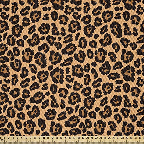ABAKUHAUS Leopard-Druck Stoff als Meterware, Exotischer Afrikaner, Seidiger Satin Stoff Zum benähen von Heimtextilien, 2M (148x200cm), Hell Orange Schwarz