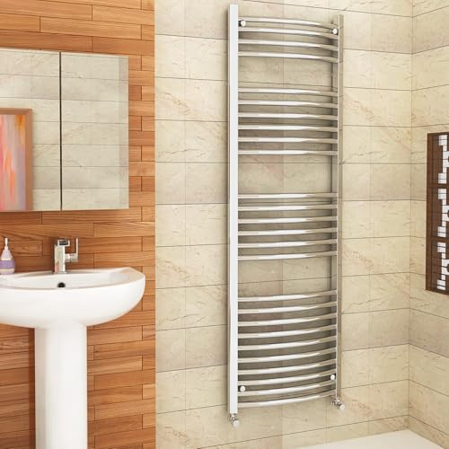 1600 x 300 mm Curved Heated Towel Rail Chrome Bathroom Ladder Radiator