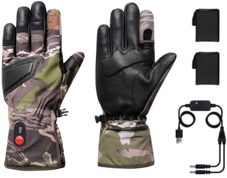 G-Heat - Beheizbare Jagdhandschuhe - Gemischte Handschuhe - Abnehmbarer Finger - Strapazierfähig - Gute Griffigkeit - Winddicht - Wasserdicht. Lieferung mit 1 Paar Batterien und Ladekabel.