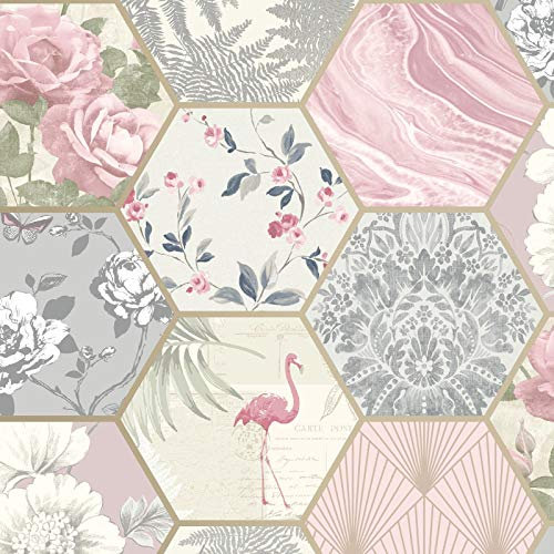 Rasch Wallpaper 249538 Vintage Hexagon
