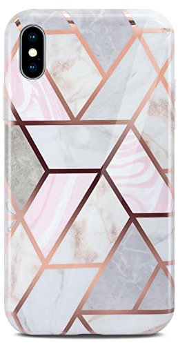ONEFLOW Sense Case kompatibel mit Apple iPhone X/iPhone XS Hülle in Marmor Optik, Schutz für Kamera und Bildschirm, Glitzer Handyhülle aus Silikon - glänzend Gold (Thrill)