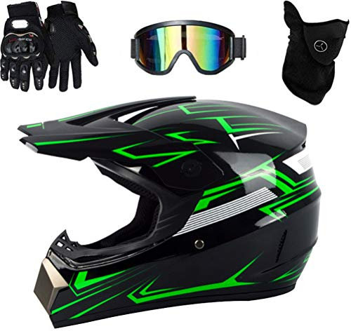 Casco Profesional de Motocross Motocross Dirt Bike Off Road Conjunto de Casco de Moto Casco MTB de Cara Completa con Gafas Guantes Cubierta Facial