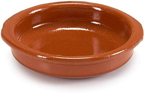 6-tlg. Set Cazuelas Vintage ofenfest - Mediterrane Tonschalen - Mit hochwertiger Handarbeit veredelt - Schalen für Tapas - Creme Brülèe Größe Ø 10 cm - mit Griff