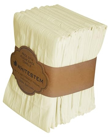 WHITESTEM Mehlsack-Handtücher, Geschirrtuch zum Basteln, Küche, Geschirr, Baumwolle, blanko, Handtuch zum Sticken, Backen von Brot, Leinenbezug, dick, saugfähig, schnell trocknend, 12 Stück, 45,7 x