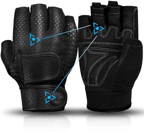 MOREOK Gewichtheber Handschuhe Workout Handschuhe -[3MM Gel] Fitness Handschuhe,Trainingshandschuhe Herren Damen für Krafttraining,Heben, Training, Rudern, Klimmzüge-Schwarz-L