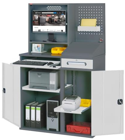 STIER Computerschrank Premium fahrbar BxTxH 1100x520x1895 mm fahrbar