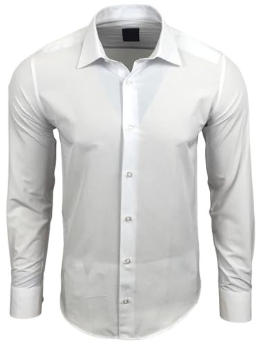 Subliminal Mode Chemise Homme Manches Longues | Coupe Classique | Confortable et Facile à Entretenir | Idéale pour Le Bureau et Sorties Décontractées | Blanc Uni 3XL 444-5
