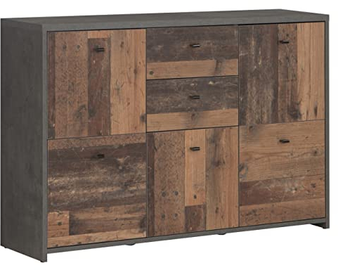 Newroom Kommode Betonoptik Sideboard Modern Industrial - 113,9x77,3x29,6 cm (BxHxT) - Highboard Anrichte - [Arcona.Four] Wohnzimmer Wohnstube Büro