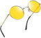 Joopin Round Night Driving Glasses for Men Anti Glare Yellow Driving Glasses for Women, Lennon Style Metal Frame Night Vision Glasses for Driving
