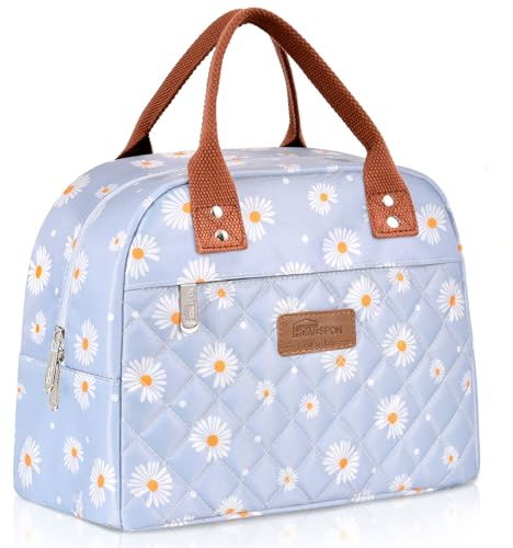 HOMESPON Insulated Lunch Bag for Women Adult Work Ladies Men Cool Bag Lunch Box Container Tote Bags for School Picnic or Travel(Blue Daisy)