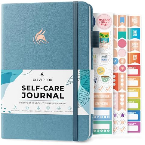 Clever Fox Self Care Tagebuch - Tägliche Reflexion Notizbuch - Mentale Gesundheit & Persönliche Entwicklung - Selbstfürsorge, Meditation & Stimmungsjournal für Frauen & Männer - A5 Größe (Aquamarin)