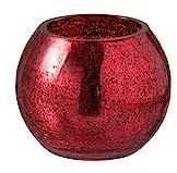 WINDLICHT Kugel RISSIG Glas GLÄNZEND ROT SMALL