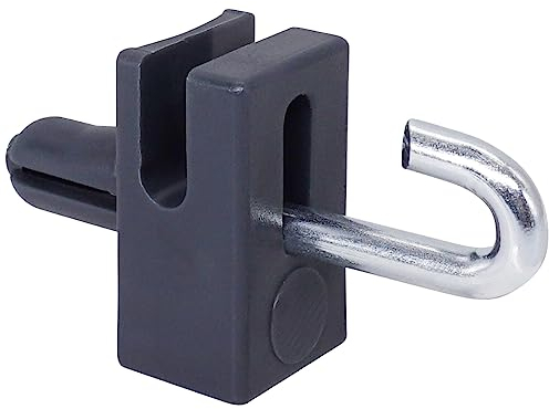 SKIR'CO (20 Stück) graue Zaunklammern, Kunststoffklammern für Maschendrahtzäune, stiftfeste Zaundrahthalter, Klammern für Drahtzäune, Farbe RAL 7016