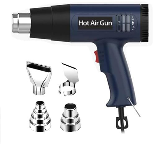 Heat Gun, 2000W Professional Hot Air Gun 50℃- 600℃ Variable Temperature Control with 3-Temp Settings, Overload Protection, Double Heating Wire Fast Heating