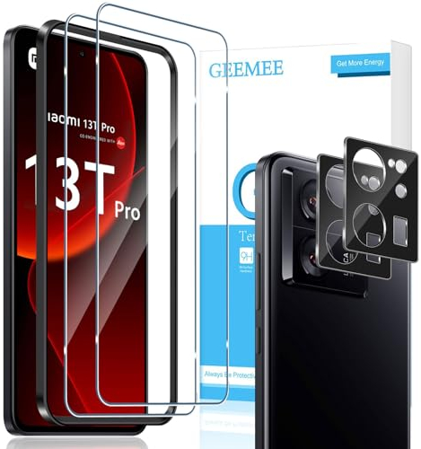 GEEMEE 2+2 Pack pour Xiaomi Mi 13T /Xiaomi Mi 13T Pro Verre trempé, Protection écran et Caméra Arrière Protecteur, Ultra Clair 9H Crystal Protection Ecran Anti - Rayures Screen Protector
