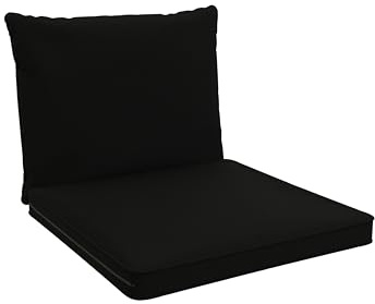 POKAR Loungekissen Stuhlkissen für Stuhl Rattanmöbel Gartenmöbel Kissen, 2er Set (1x Sitzkissen 40x40x5 cm + 1x Rückenlehne 50x40x15 cm), Schwarz