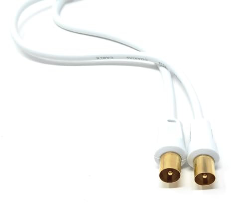 DRUT 50m TV Male to Male Plug Coaxial Cable RG6 Aerial Digital Antenna RF Fly Lead Cable Straight Ends, White Gold 164ft