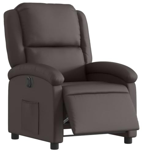 vidaXL Relaxsessel, Elektrisch Sessel mit Liegefunktion, Fernsehsessel Verstellbare Rückenlehne Fußstütze, Liegesessel Ruhesessel Polstersessel, Dunkelbraun Echtleder