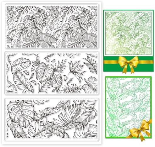 GLOBLELAND Klare Stempel Mit Palmenblättern Und Monstera Hintergrund Für Die Kartenherstellung Pflanze Klare Stempelsiegel Transparente Stempel Für DIY Scrapbooking Fotoalbum Tagebuch