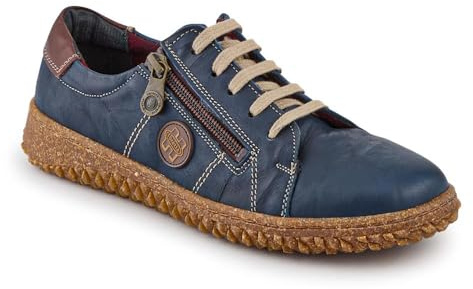 Loretta Womens Leather Trainers Navy Size 6 | All Year Round | Trainer Trainer | Zip | Lightweight