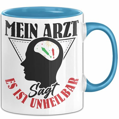 Feuerwerk Tasse Geschenk Pyrotechnik Geschenkidee Pyro (Blau)