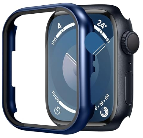 BIRDTOBR Hülle mit Glas Displayschutz Kompatibel mit Apple Watch Series 9 45mm/ Series 8 45mm/ Series 7 45mm, Hoch Empfindlichkeit Hard PC Voller Schutz Schutzhülle für iWatch Series 9/8/ 7 45mm
