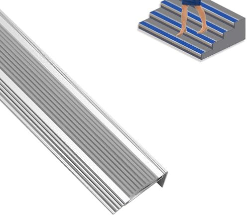 Profilé D'angle En Aluminium Anodisé, AntidéRapant Bandes DéCoratives, Tampons D'Escalier De SéCurit, Marches AntidéRapantes, Baguette D'Angle De Protection, Résistant À L'usure ( Color : Grey , Size