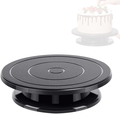 Plateau à Gâteau Rotatif, 1Pcs Plateau Tournant Gateau 27cm, Plateau Tournant Patisserie, Accessoires pour Pâtisserie, Noir