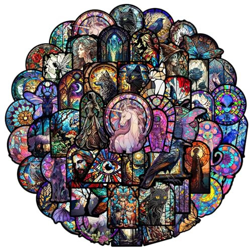 Farbiges Glas Aufkleber 50Pcs für Laptop, Fahrrad, Gepäck, Graffiti Patches, Gitarrenaufkleber für Skateboard, Gepäck, Fahrradstoßstange, Geschenk für Kinder/Teenager(A)