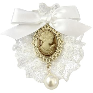 Broche Noeud en Dentelle Élégant Broche Bowknot Cravate Broche avec Perle Broches Vintage Broche Bow Dames Cravate Broche Bijoux Noeud Papillon Femmes Pour Mariage, Fête, École, Noël