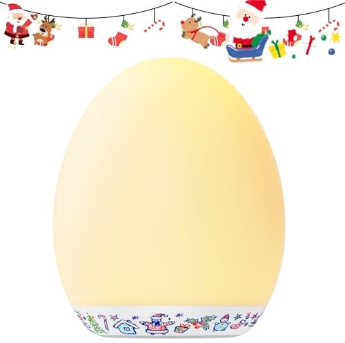 MediAcous Night Lights, 2000mAh Baby Night Light with 7 Colors Changing & Dimming Function, Rechargeable Kids Night Light with 1 Hour Timer & Touch Control for Bedroom, Living Room Christmas Pattern
