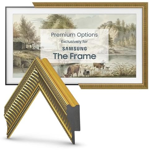 Deco TV-Rahmen – Empire Gold Slim Frame kompatibel nur mit Samsung The Frame TV (3 Zoll, Chip-Farbe)