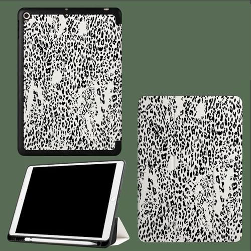 Funda para iPad 10.2 2021/2020/2019 (iPad 9/8/7 Generación), Ultra Delgada Smart Cover Carcasa con Soporte Pencil, Función de Auto-Sueño/Estela,Funda para iPad 10.2 Leopardo