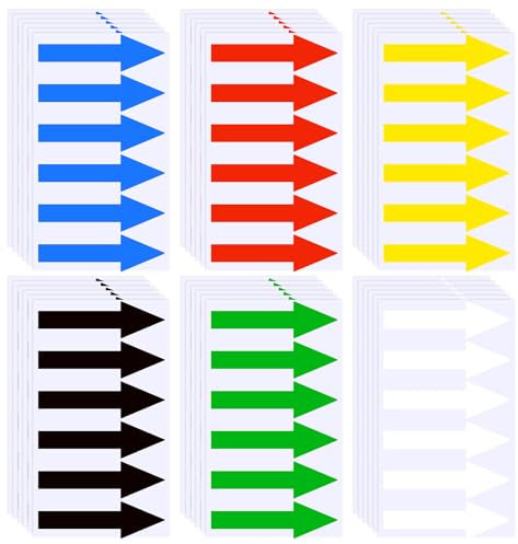 144 Stk Pfeil Aufkleber 3 x 10 cm Selbstklebende Pfeile Bodenmarkierung Hinweisetiketten Abnehmbar Selbstklebend Boden Sticker Kleber Farbe Kodierzeichen Aufkleber für Wegweiser Richtungspfeil