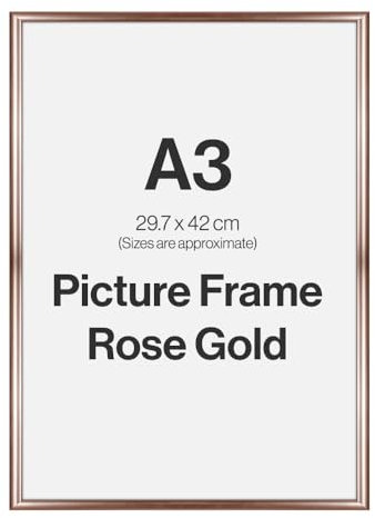 Modern Rose Gold A3 Photo Frame for A3 (29.7 x 42cm) Photos or Pictures, Plexi Glass, Wall Mounted Landscape or Portrait