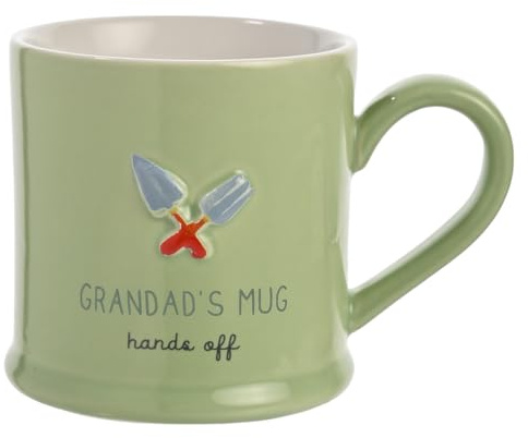 Celebrations - Love Life - 'Grandad's Mug - Hands Off' Grandpa | Grandfather Birthday Celebration Ceramic Mug - Kitchen Gifting and Homeware for Tea, Coffee & Hot Drinks - 330ml / 11.15oz
