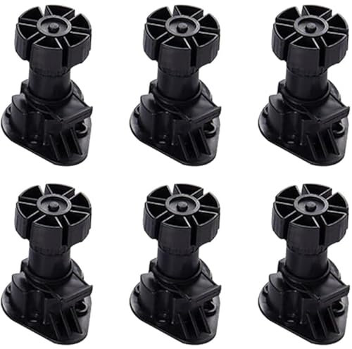 JINKUNYQH Lot de 6 pieds de meuble en plastique noir réglables en hauteur pour armoire de cuisine et salle de bain (80 mm)