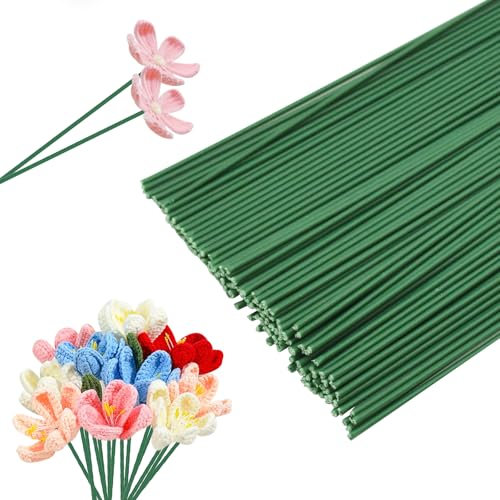 Coriver 120 Piezas Alambre de Flores, 30 cm de Longitud Alambre Verde para Floristas, 2 mm Alambre de Floristería Verde, Alambre para Flores Manualidades para Flores Artificiales Corona Ramo