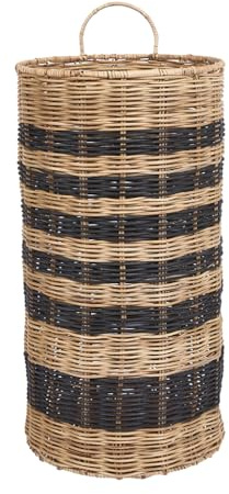 Umbrella Stand Natural Wash Willow Wicker Hallway Kitchen Umbrella Holder Storage Basket with Carrying Handle and Grey Striped Finish