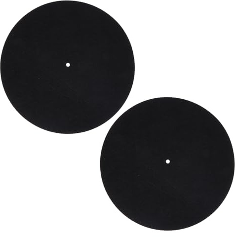 Schallplatten Filzmatte Schwarz für Vinyl, 2 Stück | Felt, Leicht, Haftungserhöhung für Schallplatten, Plattenspielerzubehör