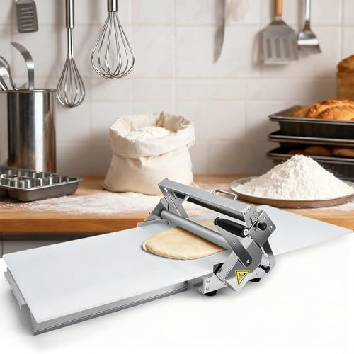 twostronking Teigausroll Blätterteig Maschine, Teigausrollmaschine, Mit Großem Ausrollbrett Und 360°-Rollengriff, Einstellbare Pressstärke Von 0-25,0 Mm, Edelstahl 400